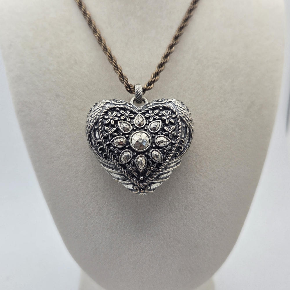 Lucky Brand Reversible Boho Puffy Heart Pendant Necklace
